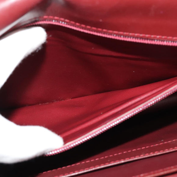 CARTIER Must Line Shoulder Bag Leather Bordeaux Gold Auth ki5993