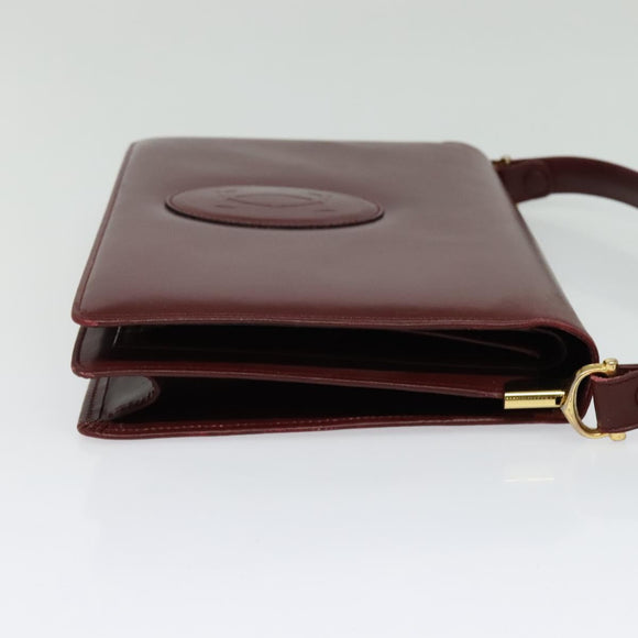 CARTIER Must Line Shoulder Bag Leather Bordeaux Gold Auth ki5993