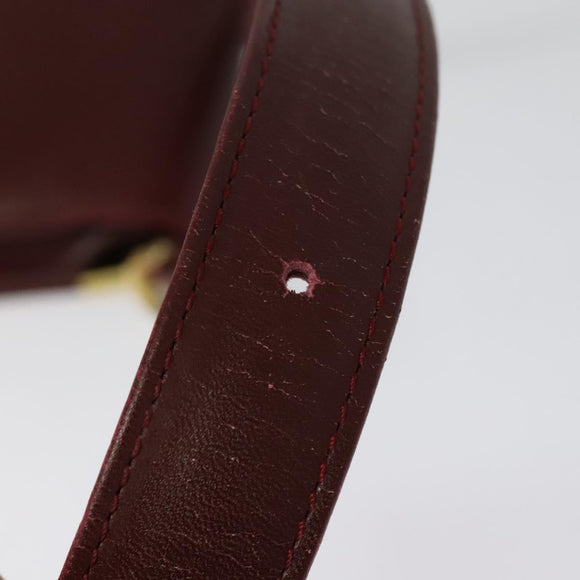 CARTIER Must Line Shoulder Bag Leather Bordeaux Gold Auth ki5993