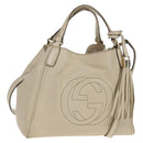 GUCCI Soho Shoulder Bag Leather 2way White Auth ki5995-1