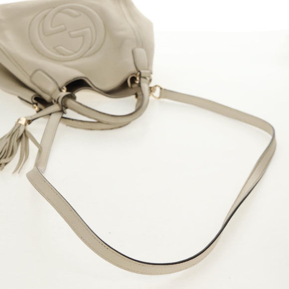 GUCCI Soho Shoulder Bag Leather 2way White Auth ki5995