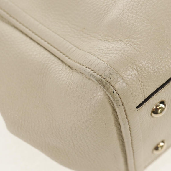 GUCCI Soho Shoulder Bag Leather 2way White Auth ki5995