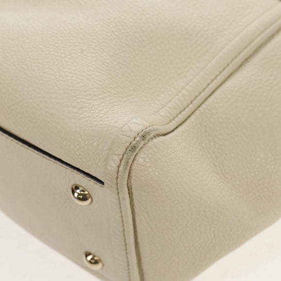 GUCCI Soho Shoulder Bag Leather 2way White Auth ki5995