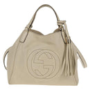 GUCCI Soho Shoulder Bag Leather 2way White Auth ki5995-13