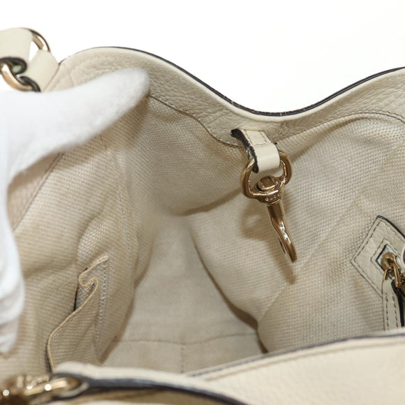 GUCCI Soho Shoulder Bag Leather 2way White Auth ki5995