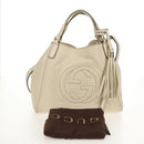 GUCCI Soho Shoulder Bag Leather 2way White Auth ki5995-12