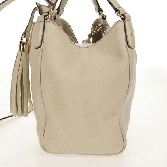 GUCCI Soho Shoulder Bag Leather 2way White Auth ki5995