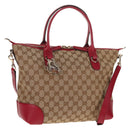 GUCCI GG Canvas Heart bit Tote Bag 2way Beige Red Auth ki5996V-1
