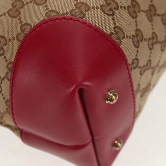 GUCCI GG Canvas Heart bit Tote Bag 2-Wege Beige Rot Auth ki5996V