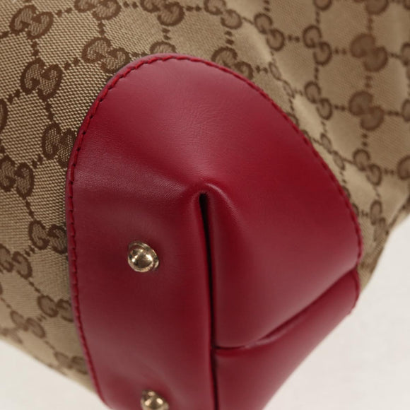 GUCCI GG Canvas Heart bit Tote Bag 2-Wege Beige Rot Auth ki5996V