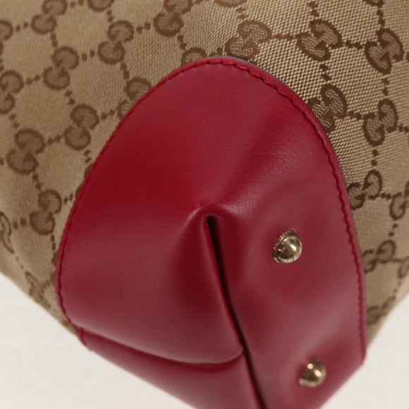 GUCCI GG Canvas Heart bit Tote Bag 2-Wege Beige Rot Auth ki5996V