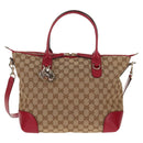 GUCCI GG Canvas Heart bit Tote Bag 2way Beige Red Auth ki5996V-13