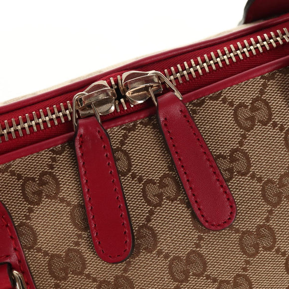 GUCCI GG Canvas Heart bit Tote Bag 2-Wege Beige Rot Auth ki5996V