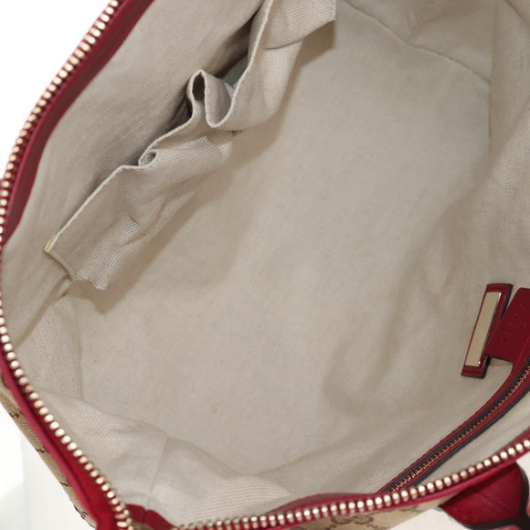 GUCCI GG Canvas Heart bit Tote Bag 2-Wege Beige Rot Auth ki5996V