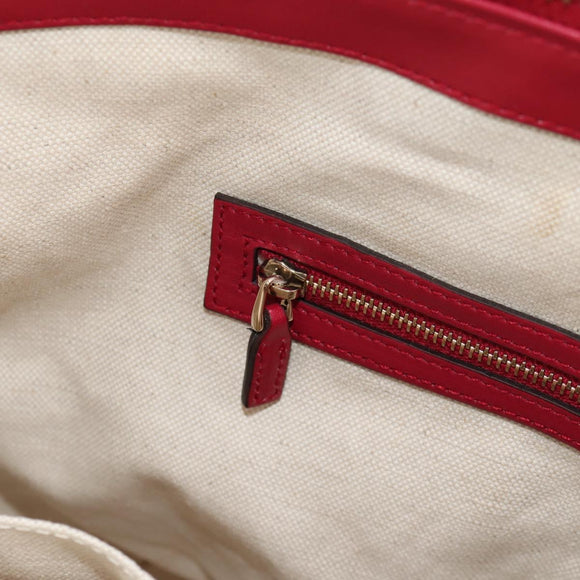 GUCCI GG Canvas Heart bit Tote Bag 2-Wege Beige Rot Auth ki5996V