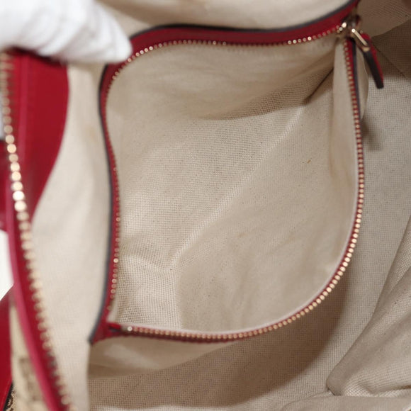 GUCCI GG Canvas Heart bit Tote Bag 2-Wege Beige Rot Auth ki5996V