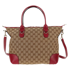 GUCCI GG Canvas Heart bit Tote Bag 2way Beige Red Auth ki5996V - 0