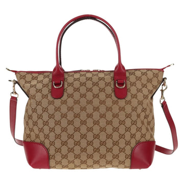 GUCCI GG Canvas Heart bit Tote Bag 2way Beige Red Auth ki5996V - 0