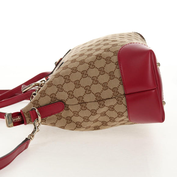 GUCCI GG Canvas Heart bit Tote Bag 2way Beige Red Auth ki5996V