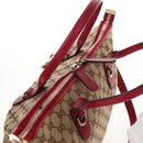GUCCI GG Canvas Heart bit Tote Bag 2way Beige Red Auth ki5996V-6