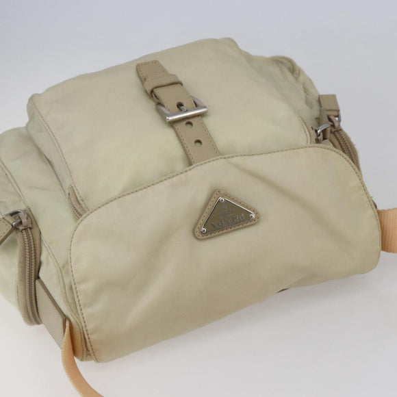 PRADA Shoulder Bag Nylon Beige Auth ki5997