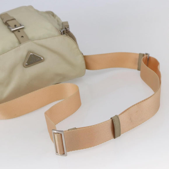 PRADA Shoulder Bag Nylon Beige Auth ki5997