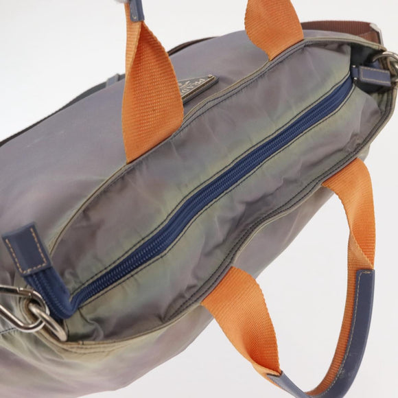PRADA Tote Bag Nylon 2way Purple Orange Auth ki5999