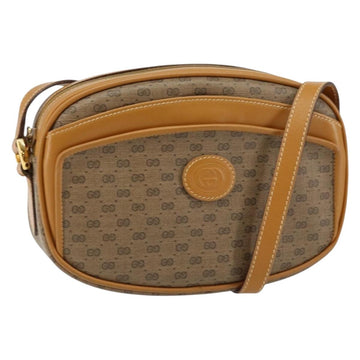 GUCCI Micro GG Canvas Shoulder Bag PVC Leather Beige Auth ki6001