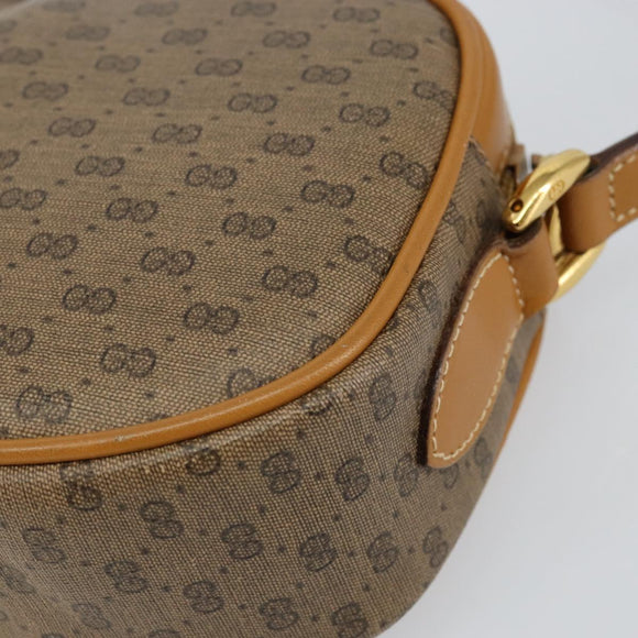 GUCCI Micro GG Canvas Shoulder Bag PVC Leather Beige Auth ki6001