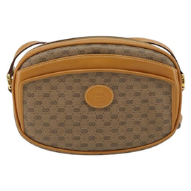 GUCCI Micro GG Canvas Shoulder Bag PVC Leather Beige Auth ki6001 - 0