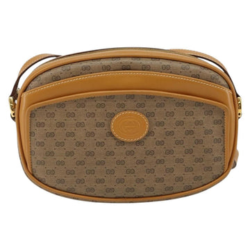 GUCCI Micro GG Canvas Shoulder Bag PVC Leather Beige Auth ki6001 - 0