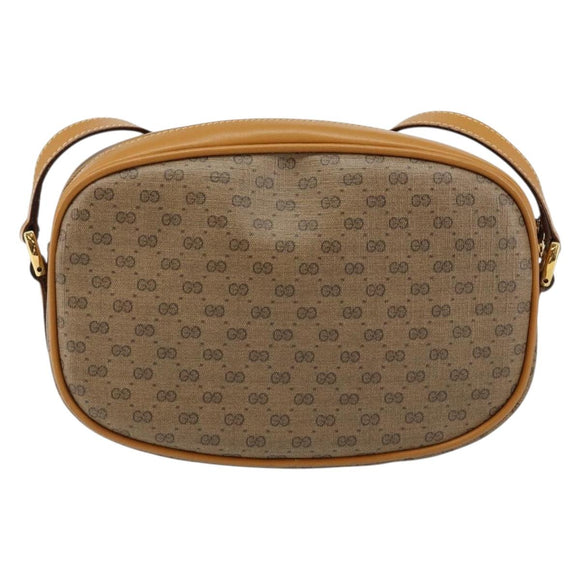 GUCCI Micro GG Canvas Shoulder Bag PVC Leather Beige Auth ki6001