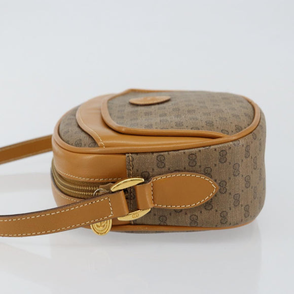 GUCCI Micro GG Canvas Shoulder Bag PVC Leather Beige Auth ki6001