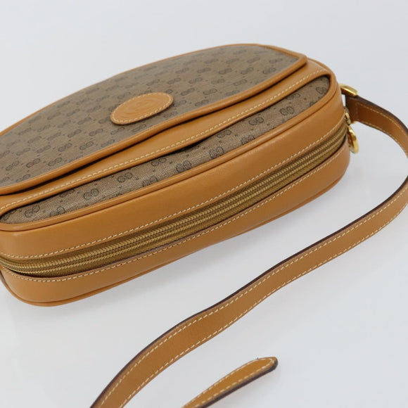 GUCCI Micro GG Canvas Shoulder Bag PVC Leather Beige Auth ki6001
