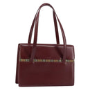 BURBERRY Nova Check Hand Bag Canvas Leather Bordeaux Beige Auth ki6009-1