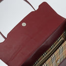 BURBERRY Nova Check Hand Bag Canvas Leather Bordeaux Beige Auth ki6009-10