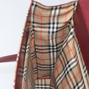 BURBERRY Nova Check Hand Bag Canvas Leather Bordeaux Beige Auth ki6009-18