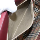 BURBERRY Nova Check Hand Bag Canvas Leather Bordeaux Beige Auth ki6009-12