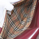 BURBERRY Nova Check Hand Bag Canvas Leather Bordeaux Beige Auth ki6009-19