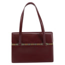BURBERRY Nova Check Hand Bag Canvas Leather Bordeaux Beige Auth ki6009-13