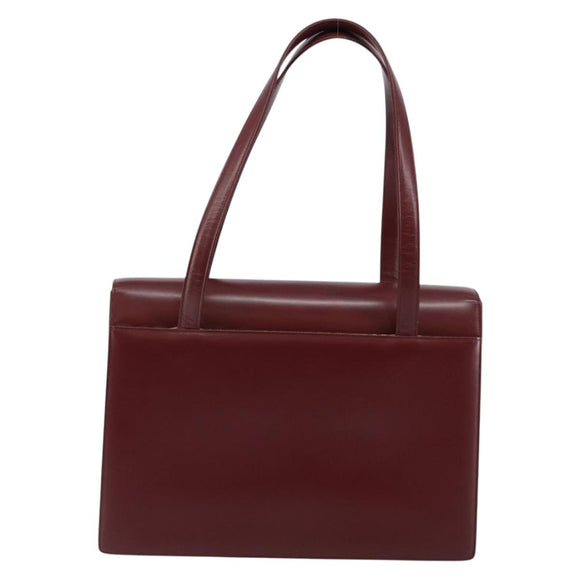 BURBERRY Nova Check Hand Bag Canvas Leather Bordeaux Beige Auth ki6009