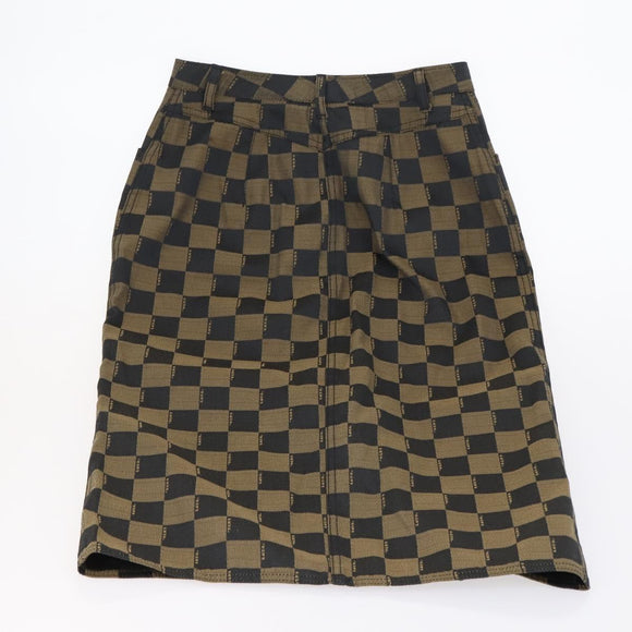 FENDI Zucca Canvas Pecan Canvas Skirt Pants 2 Set Black Brown Auth ki6020