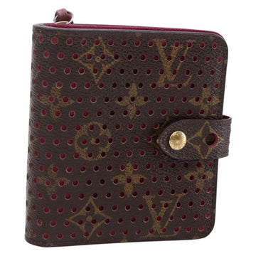 LOUIS VUITTON Monogram Perfo Compact zip Wallet Fuchsia M95188 LV Auth ki6022