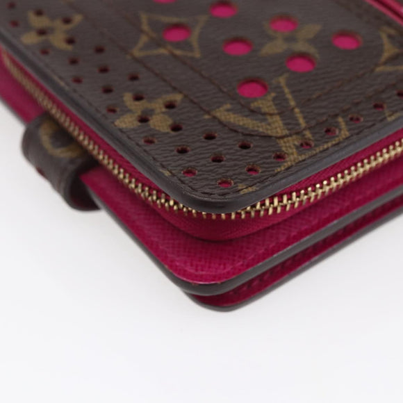 LOUIS VUITTON Monogram Perfo Compact zip Wallet Fuchsia M95188 LV Auth ki6022