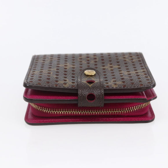 LOUIS VUITTON Monogram Perfo Compact zip Wallet Fuchsia M95188 LV Auth ki6022