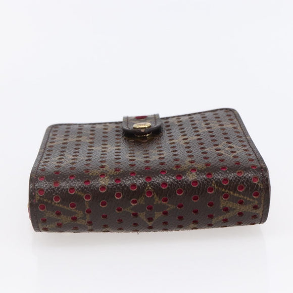 LOUIS VUITTON Monogram Perfo Compact zip Wallet Fuchsia M95188 LV Auth ki6022