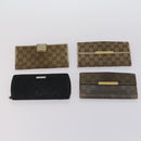 GUCCI GG Canvas Long Wallet Leather 8 Set Beige Black Auth ki6025-12