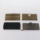 GUCCI GG Canvas Long Wallet Leather 8 Set Beige Black Auth ki6025-13