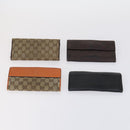 GUCCI GG Canvas Long Wallet Leather 8 Set Beige Black Auth ki6025-3