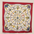 HERMES Carre 90 Scarf Silk 4 Set Red Blue Auth ki6029-16